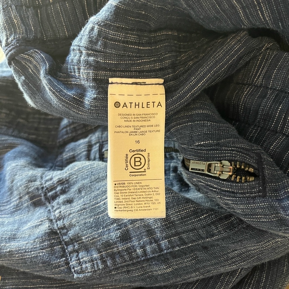 Athleta Cabo Linen Blue Wide-Leg Pants - Picture 9 of 15